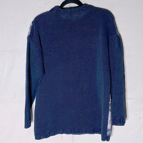 Vintage Brontë Knitted By Hand Ramie Cotton Floral Crew Neck Sweater S - Picture 10 of 11